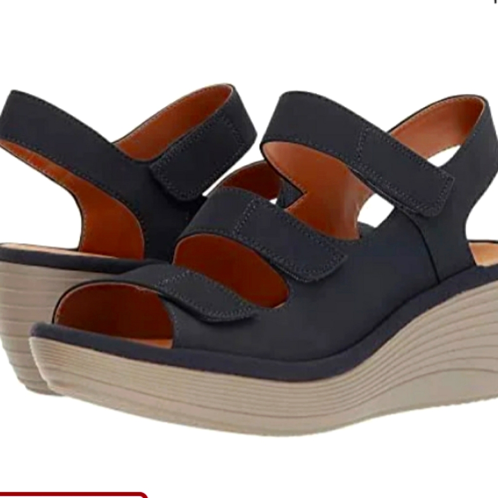 Clarks Wedge Black Sandals